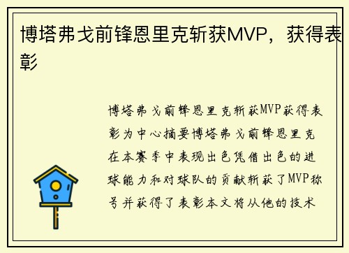 博塔弗戈前锋恩里克斩获MVP，获得表彰